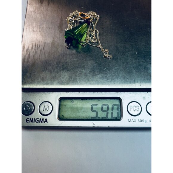 Sterling Silver 925 Green Crystal Christmas Tree Pendant Necklace, 17" Chain - Picture 11 of 11